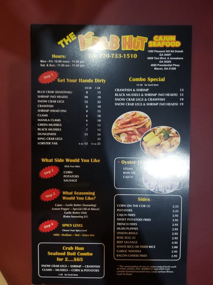 Online Menu of The Krab Hut Restaurant, Duluth, 30096 Zmenu