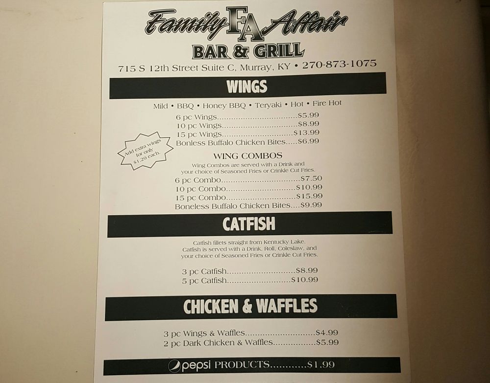 Family Affair Bar & Grill CLOSED American (Traditional) 715 S