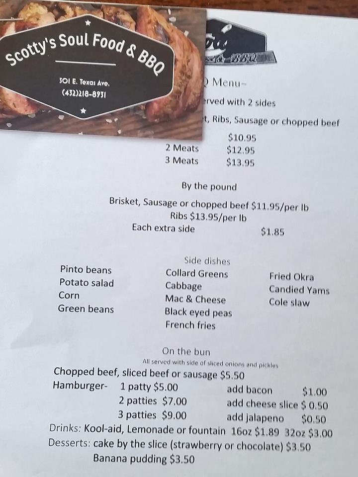 Scottys Soul Food Midland Tx Menu Scottys Soul Food Midland Tx Menu