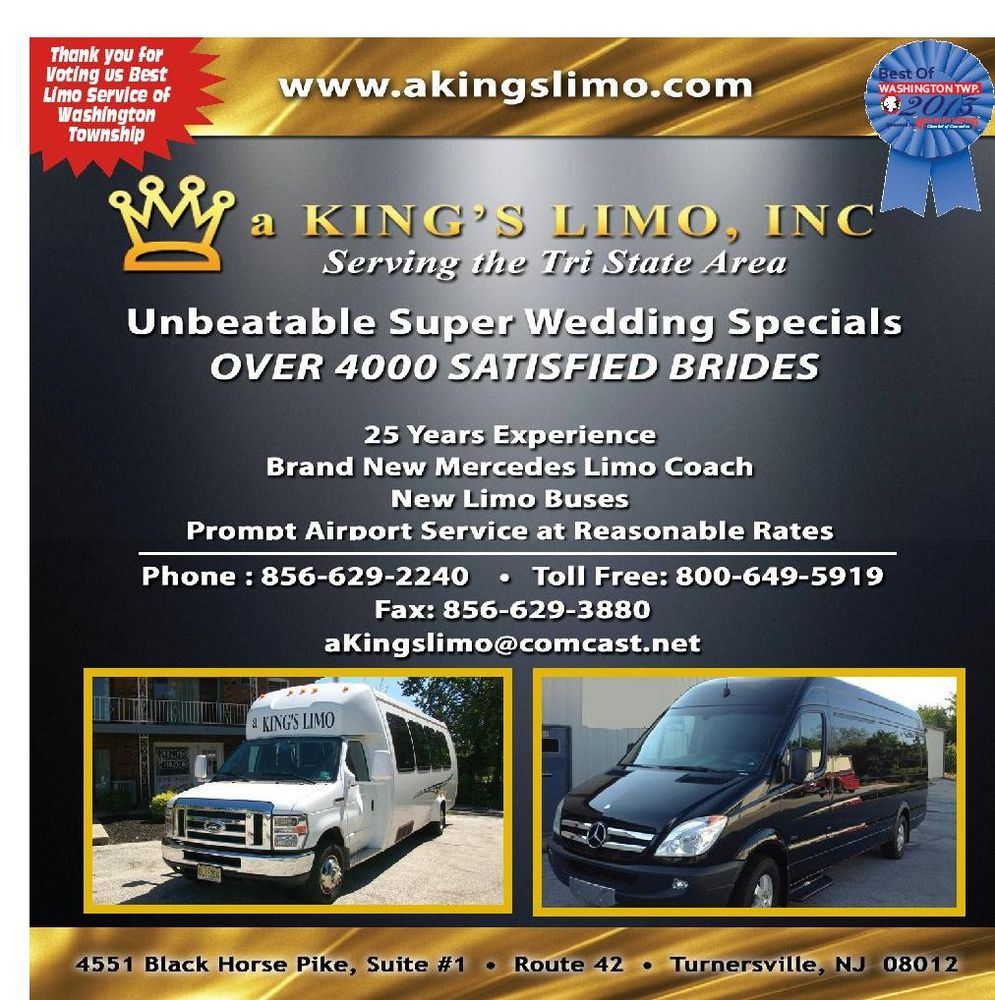 A Kings Limousine Limos 4551 Route 42, Blackwood, NJ Phone Number
