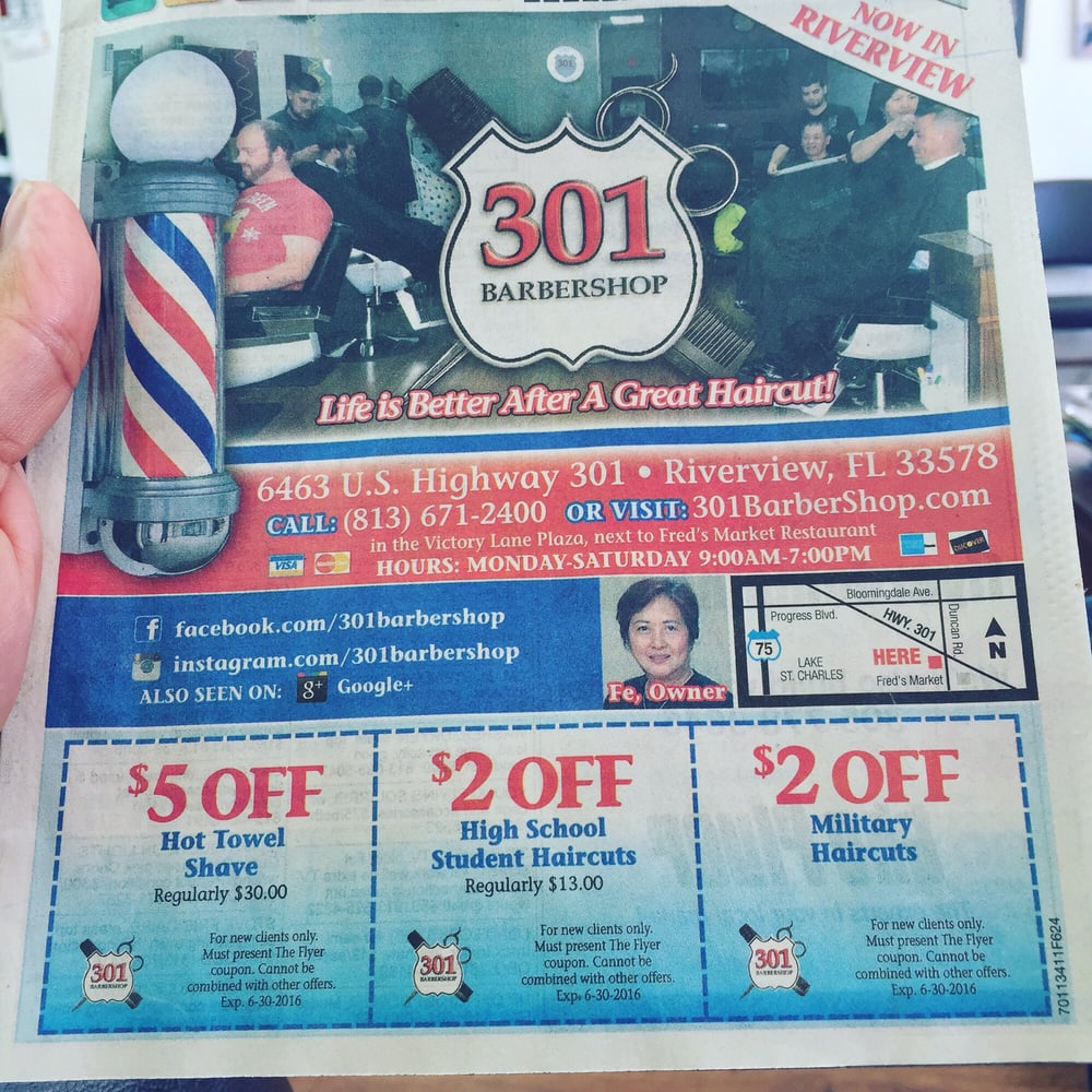 look out for the flyer great coupons especially the hot towel shave the flyer riverview fl