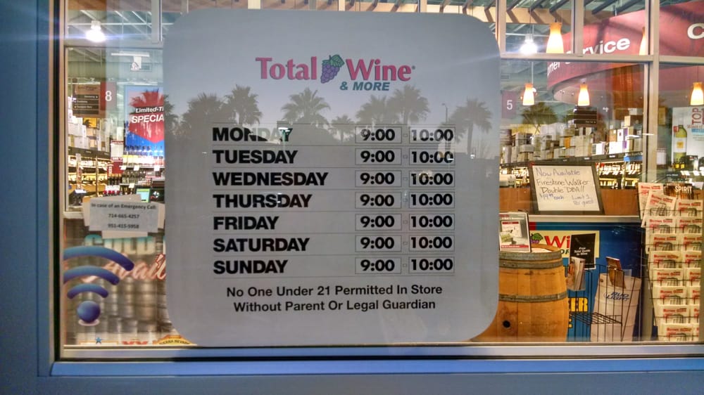 Total wine hours of operation. Yelp