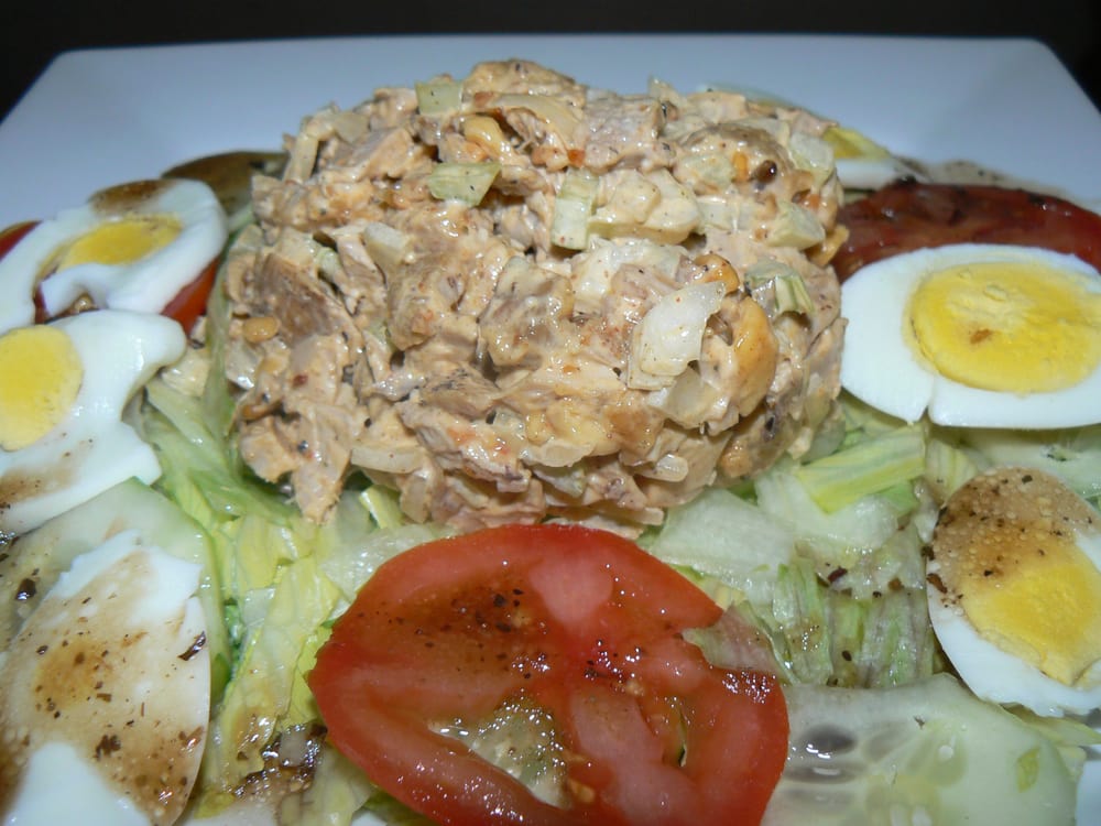 Chipotle Garlic Chicken Salad with Onions, Celery, and Peanuts on