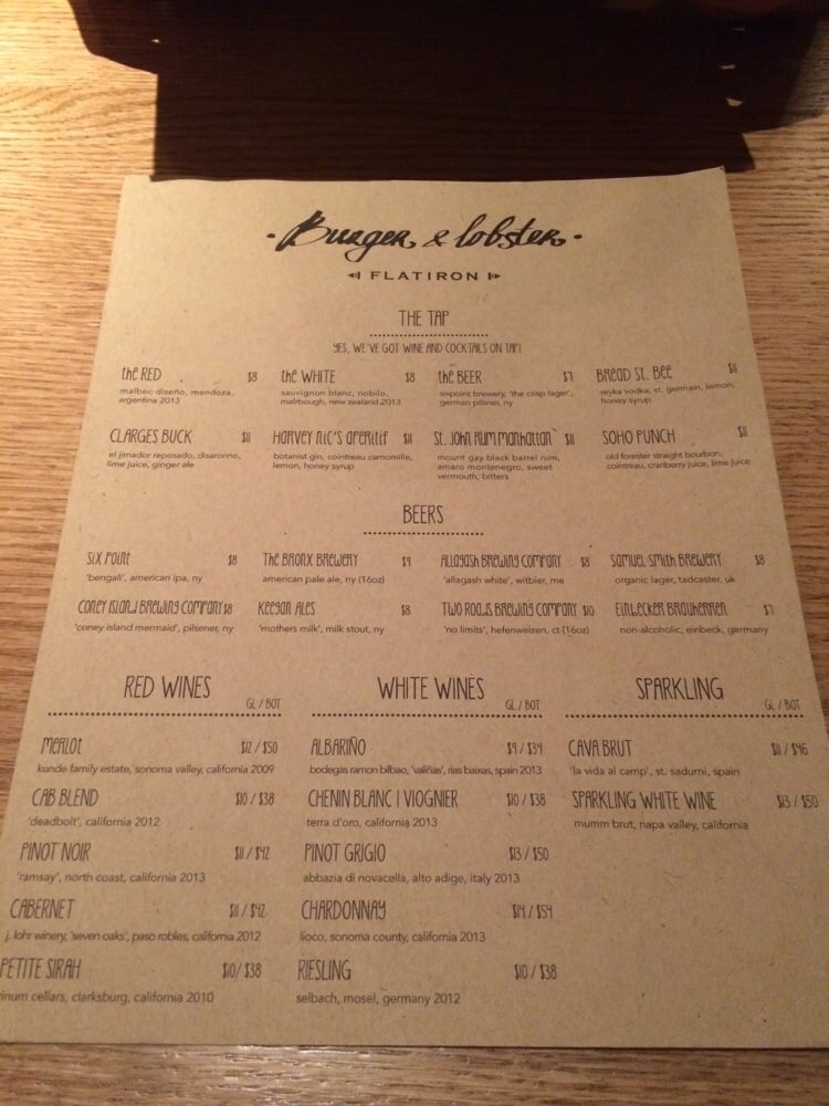 Spacious and simple menu!!!! Rock and roll! Yelp