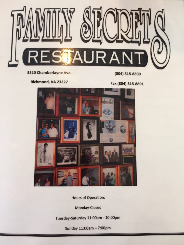 Family Secrets Restaurant Menu Richmond Va Family Secrets Restaurant Menu Richmond Va