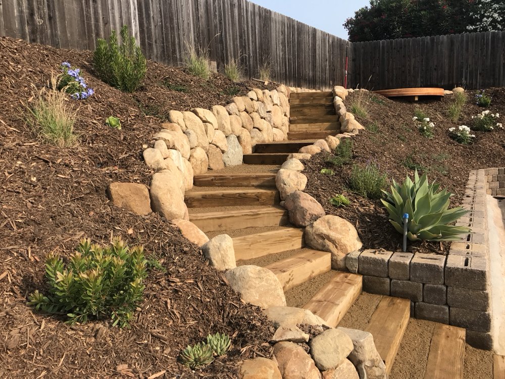 Stone Retaining With Decomposed Granite And Landscape Tie Stair Set Photo Of Ashley Farrell Landscape Design Santa Barbara Ca United States Stone