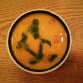 Photo of Semilla - Brooklyn, NY, United States. Honeynut squash and sea urchin soup with foie gras and gnocchi