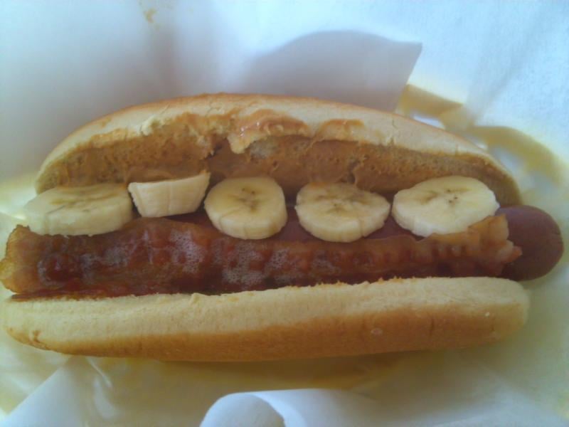 hot dog peanut butter bacon