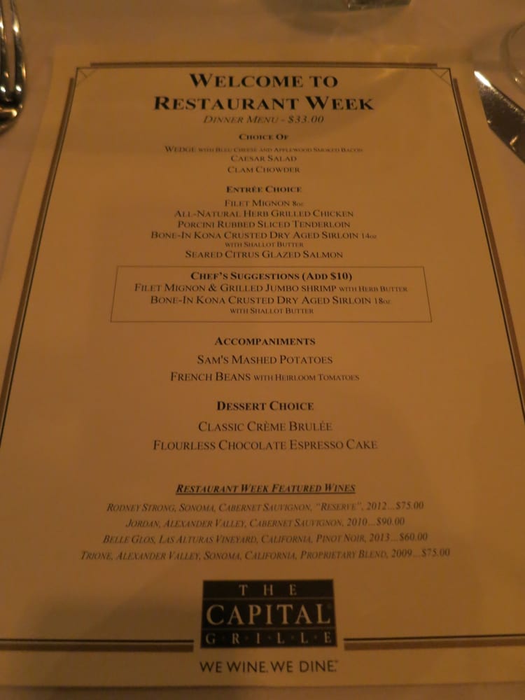 Capital Grill Restaurant Week Menu Capital Grill Restaurant Week Menu