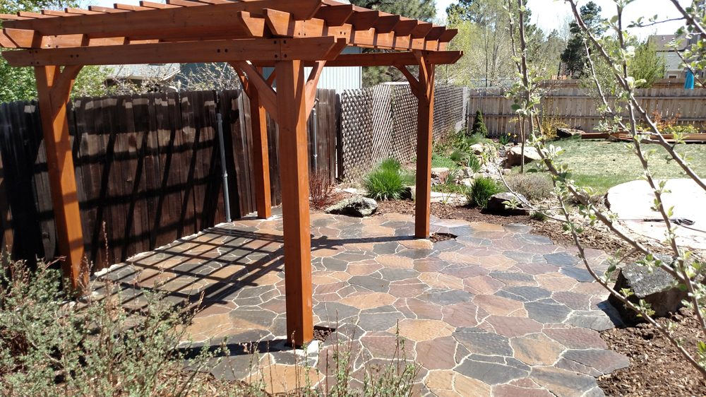 Paver Flagstone With Cedar Pergola Yelp Photo Of Stix And Stones Landscaping Flagstaff Az United States Paver Flagstone