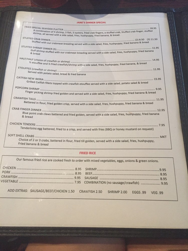 Online Menu of Janes Seafood & Chinese Restaurant Restaurant, New