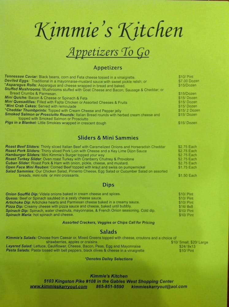 Kimmie’s Kitchen Desserts 5103 Kingston Pike, Knoxville, TN Phone
