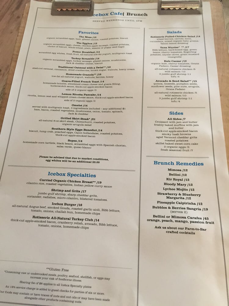 Icebox Cafe Menu Miami Beach Fl Icebox Cafe Menu Miami Beach Fl