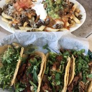 Photo of Viva Taqueria - Santa Clara, CA, United States. Tacos and fries I'm such a happy person