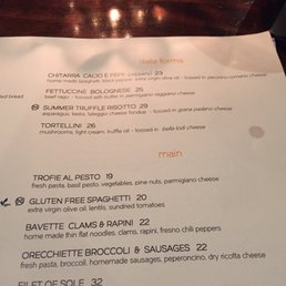 forma restaurant menu