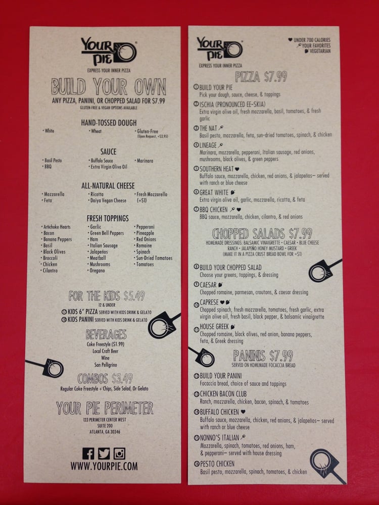 Your Pie 364 Photos & 322 Reviews Pizza 123 Perimeter Ctr W