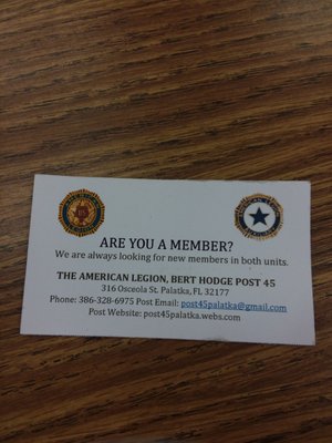 American Legion Bert Hodge Post 45 316 Osceola St Palatka Fl