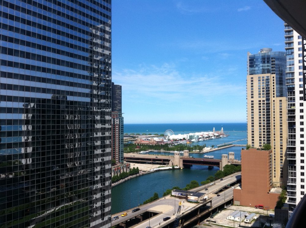 Looking Out Over Chicago River To Lake Michigan Yelp Photo Of Aqua At Lakes East Apartments Chicago Il United States Looking