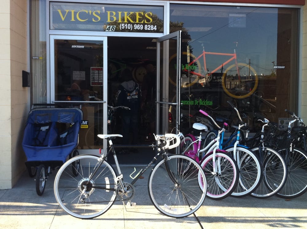 My black and fuji sagres infront of vic's bike shop. Yelp