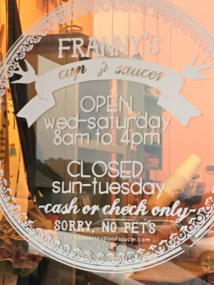 Franny’s Cup and Saucer 83 Photos & 113 Reviews Bakeries 213 Main St, Point Arena, CA