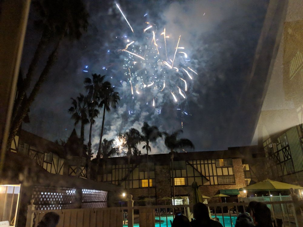Nice Firework Display While Comfortably Seated In Our Hotel Room Yelp Photo Of Anaheim Majestic Garden Hotel Ca United States Nice Firework