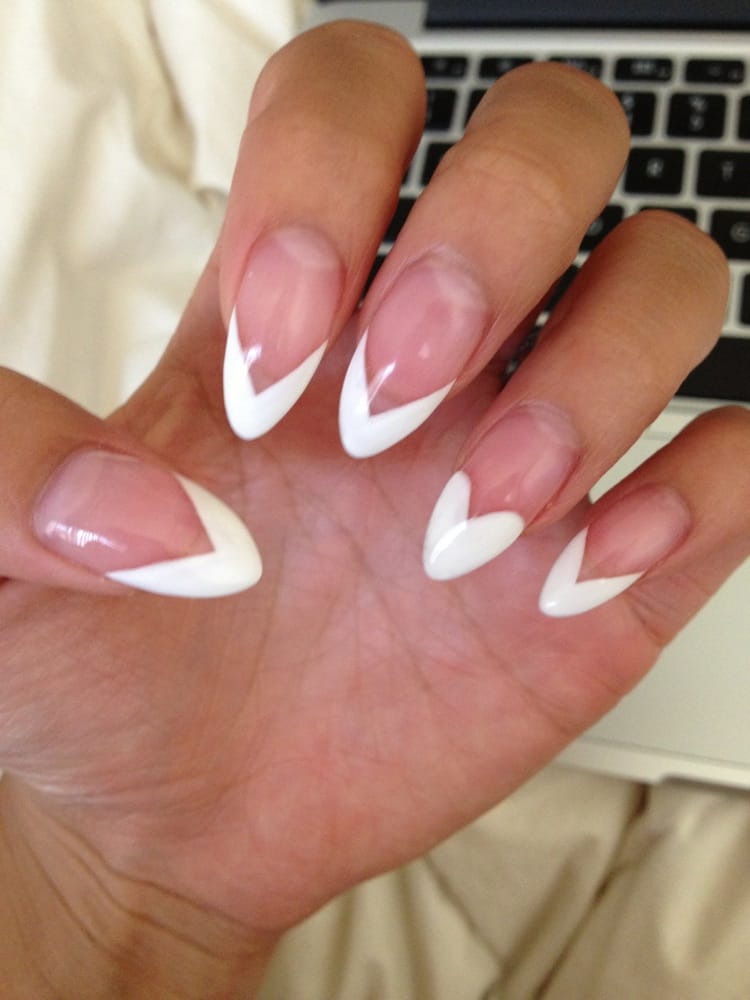 French Tips With A Heart On The Ring Finger Loveee Yelp Photo Of Polish Nail Salon San Go Ca United States French Tips
