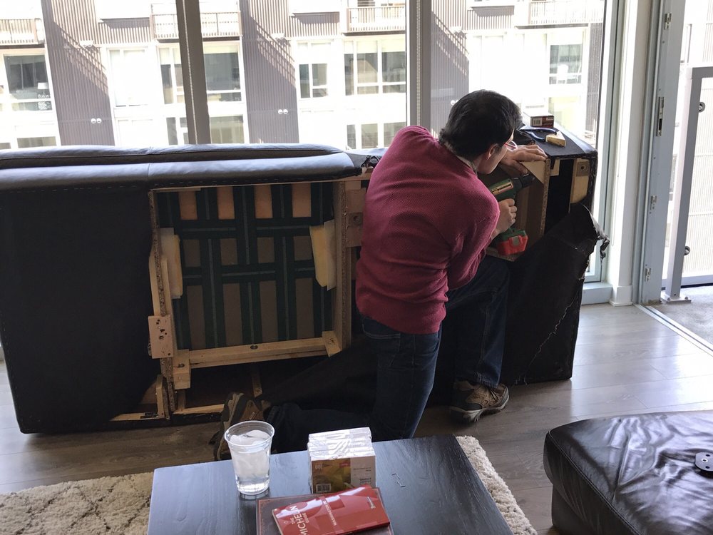 Raymond Repairing My Leather Natuzzi Sofa In Apartment