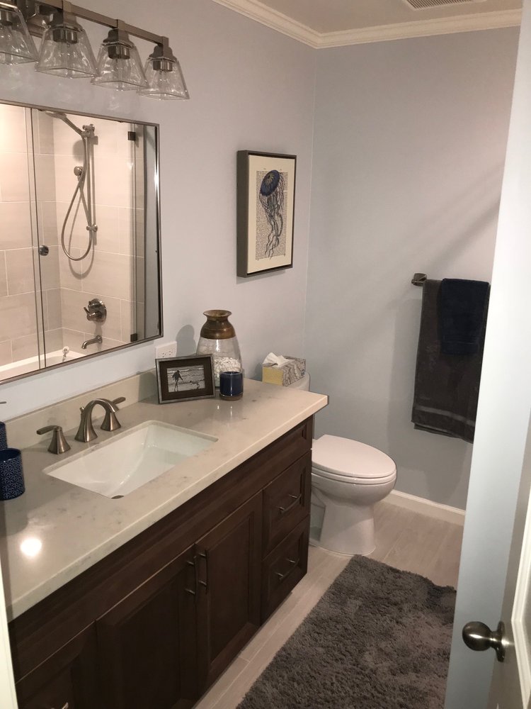 With A New Floor Vanity Removal Of The Pony Wall Mirror And Light Photo Of Wise Builders San Jose Ca United States With A New