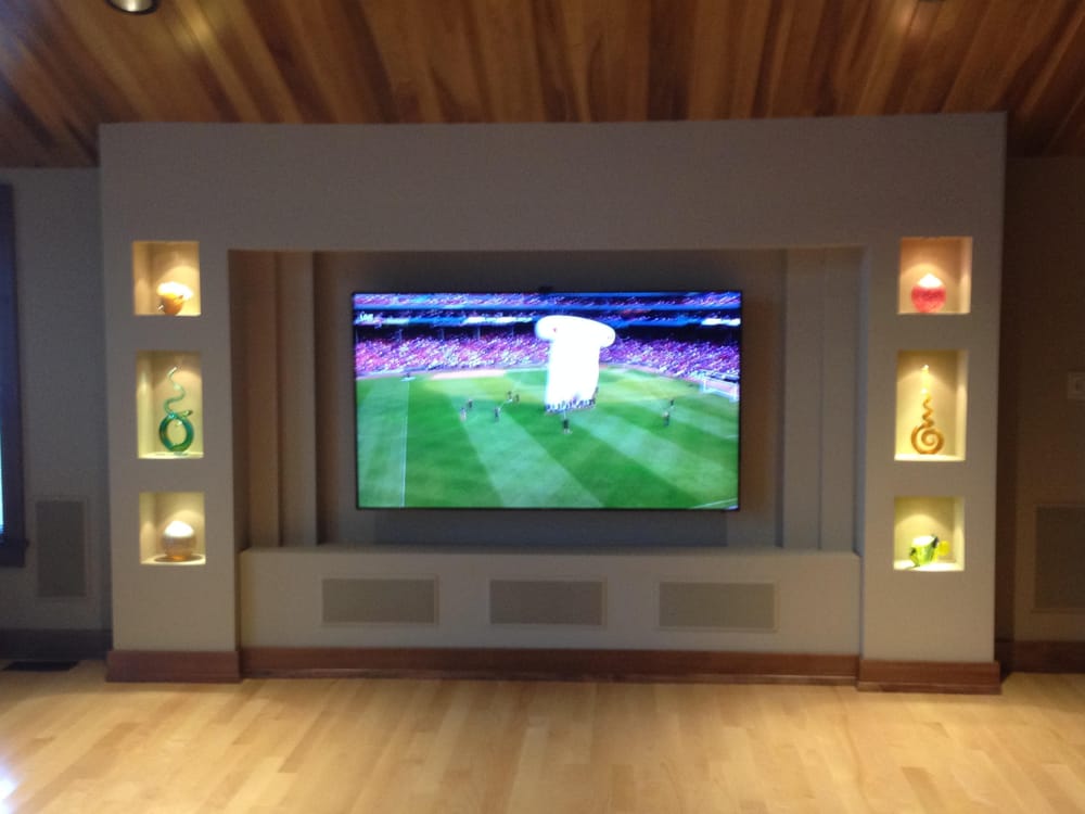 This Is A 75 Samsung Tv Surrounded By Custom Built Wall With 36 Photos For Customs Security Communication Systems