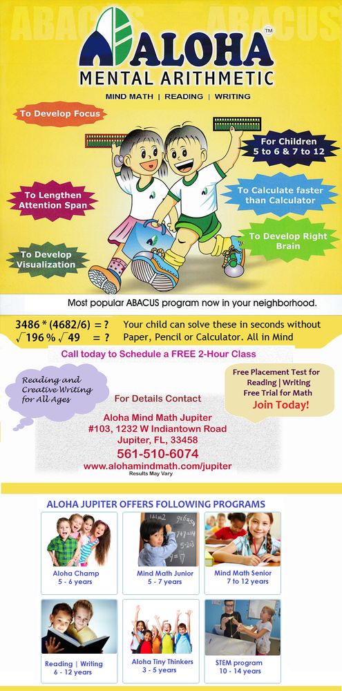 Aloha Mind Math Tutoring Centers 1232 W Indiantown Rd