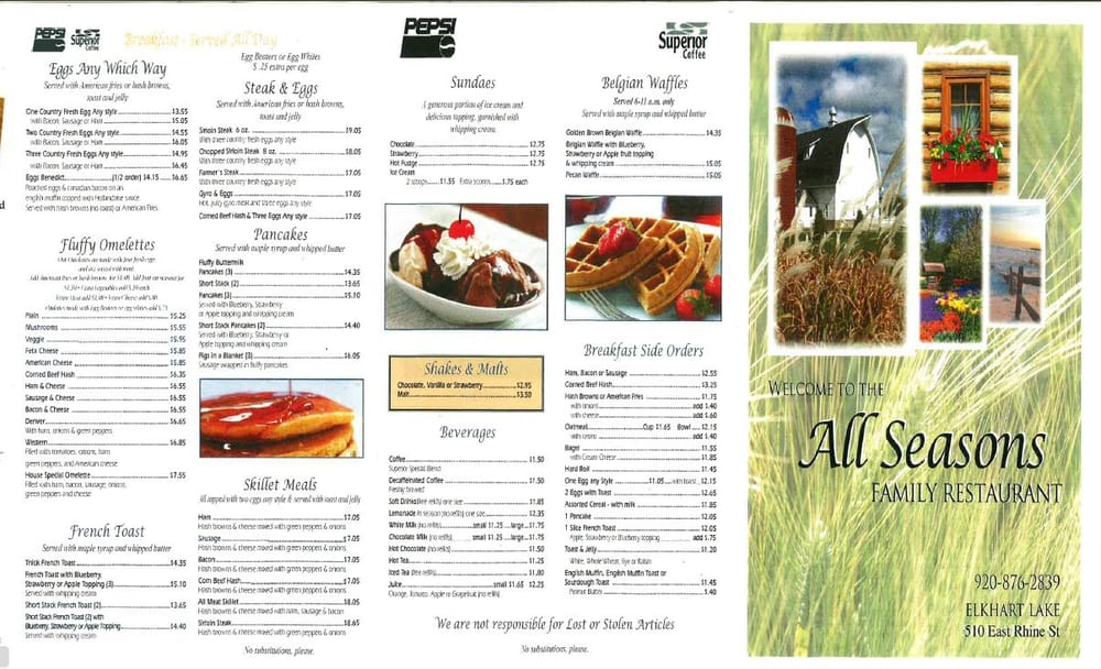 All Season’s Family Restaurant Breakfast & Brunch 510 E Rhine St