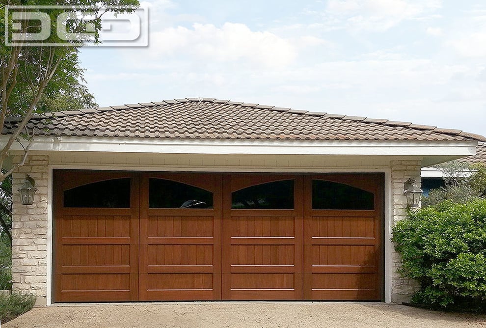 Custom Ipe Garage Door With Asymmetrical Windows Tinted Glass Custom Ipe Garage Door With Asymmetrical Windows Tinted Glass And Silver Steel Frames Made Design For A Modern Home Yelp