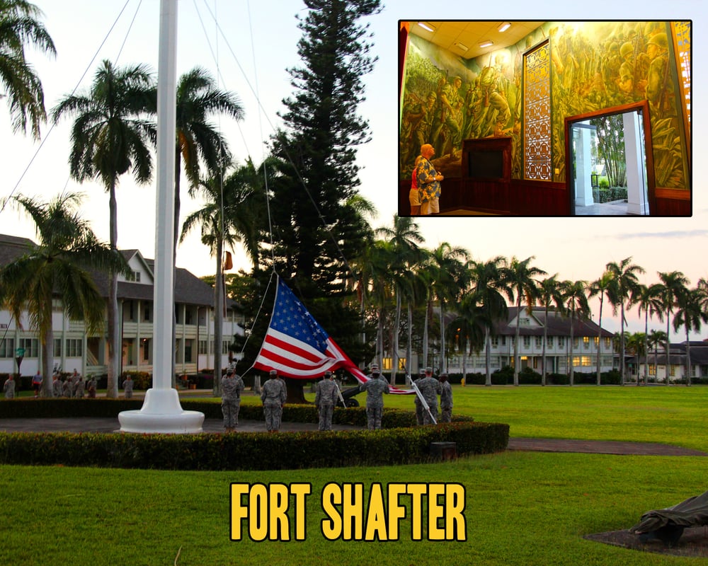 Reveille Flag raising ceremony at historic Generals Loop at Fort