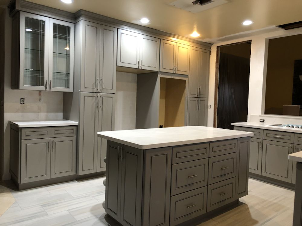 Gray Cabinets With Ajax White Quartz Stone A Happy Customer In