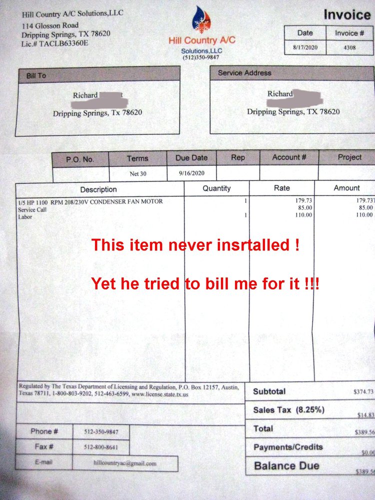image of business Hill Country A/C Solutions