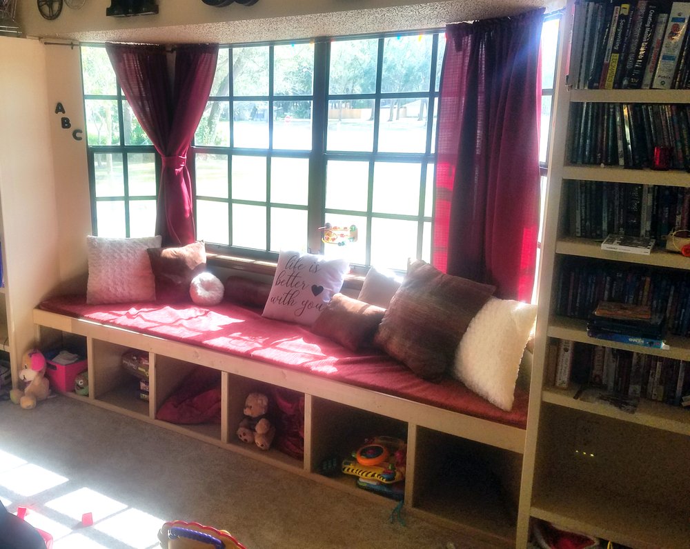 Installation Of The Bay Window Seat With Customized Storage Below Photo Of Orlando S Best Handyman Service Fl United States Installation