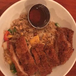 Amazing mango fried rice with crispy chicken!
