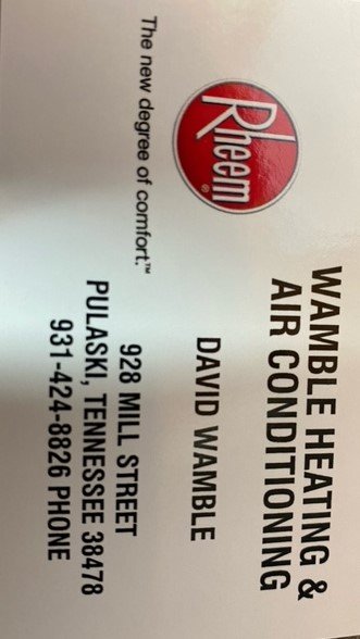 image of business Wamble Heating and Air Conditioning