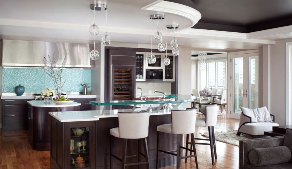 1 And 8 Thick Glass Counter Top W Matching Textured Led Cast Photo Of Modern Glass Solutions Aurora Co United States 1 And