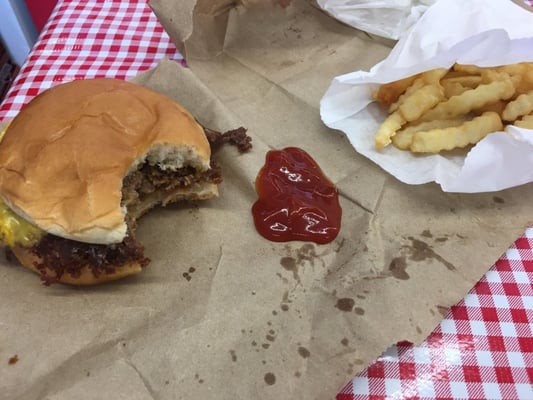 Photo of Krekel's Kustard North - Decatur, IL, United States. Double cheeseburger n fries.