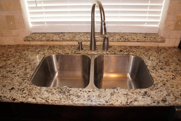 Stainless Steel Sink New Venetian Gold Granite Countertops In The Photo Of Glamour Flooring Katy Tx United States Stainless Steel Sink New