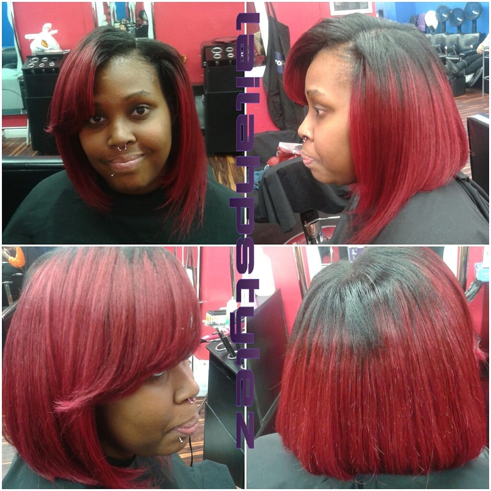 Weave Installation Full Head Minimal Leave Out Ymetrical Bob Cut Photo Of Lailah P Stylez Just Beyou New York Ny United States