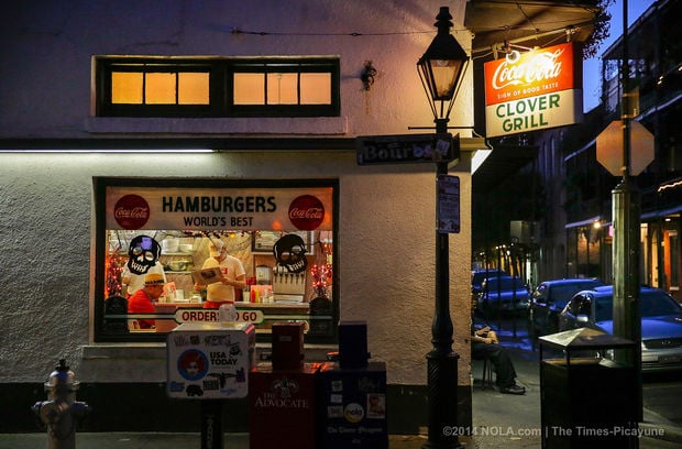 Photo of Clover Grill - New Orleans, LA, United States. The Clover Grill during Halloween on Bourbon Street.