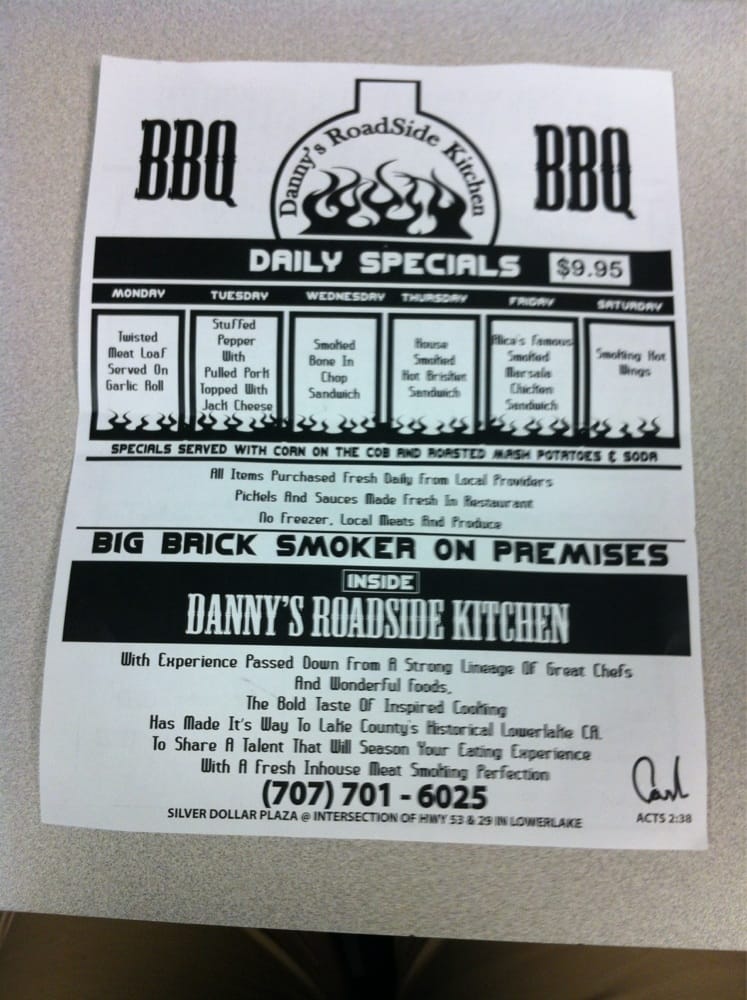Danny S Roadside Kitchen Menu Danny S Roadside Kitchen Menu