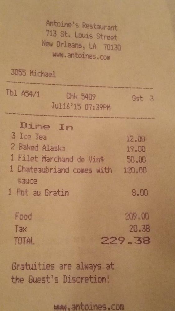 Dinner Bill (for 3 people) - Yelp