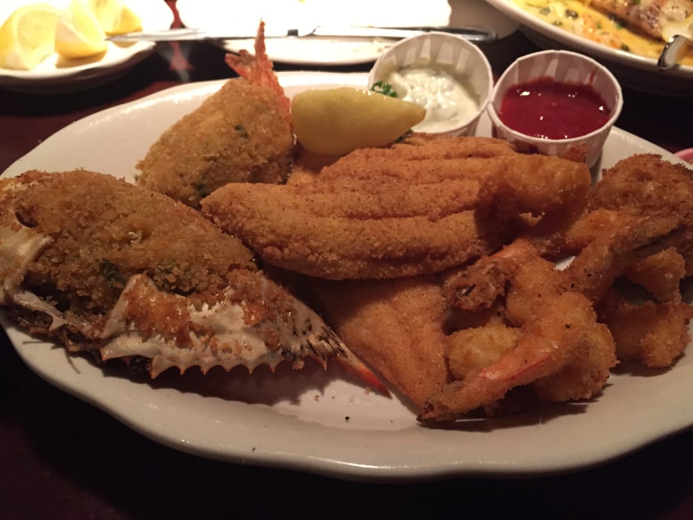Fried Catfish, Fried shrimp, Fried Tilapia, Stuffed Shrimp & a Crab