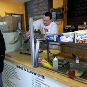 Hero King Handcrafted Sandwiches - Newark, NJ, United States. Crafting delicious sandwiches to order on a busy Super bowl Sunday