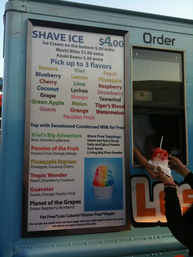 Los Angeles shave ice truck menu Yelp
