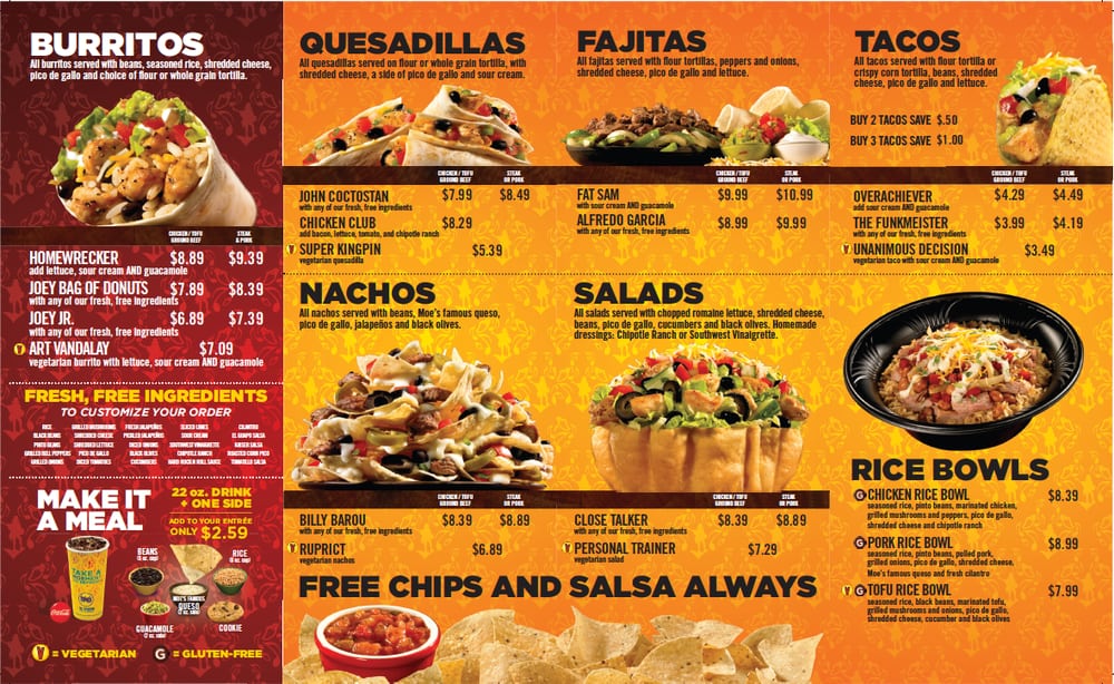 Moes Printable Menu