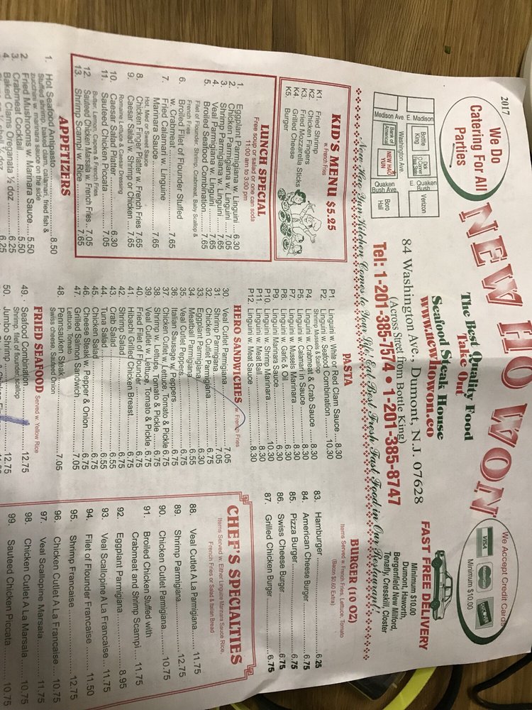 New Ho Won 33 Reviews Chinese 84 Washington Ave, Dumont, NJ